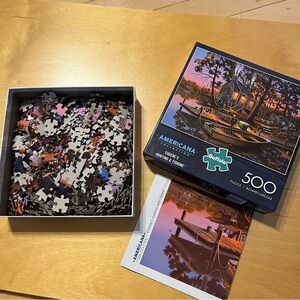 Buffalo Puzzle Eugene's Hunting & Fishing 500 PCS Cabin Rowboat Lake Autum